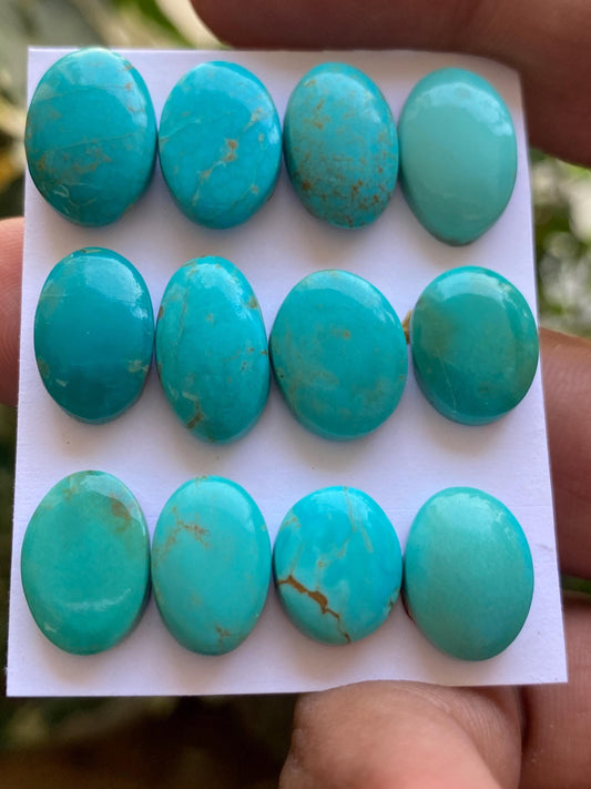 Mesmerising rare Arizona  mines Turquoise cabochons  natural smooth polished ovals pcs 12 wt 67 carats 12x10mm-16x11mm turquoise cabochons