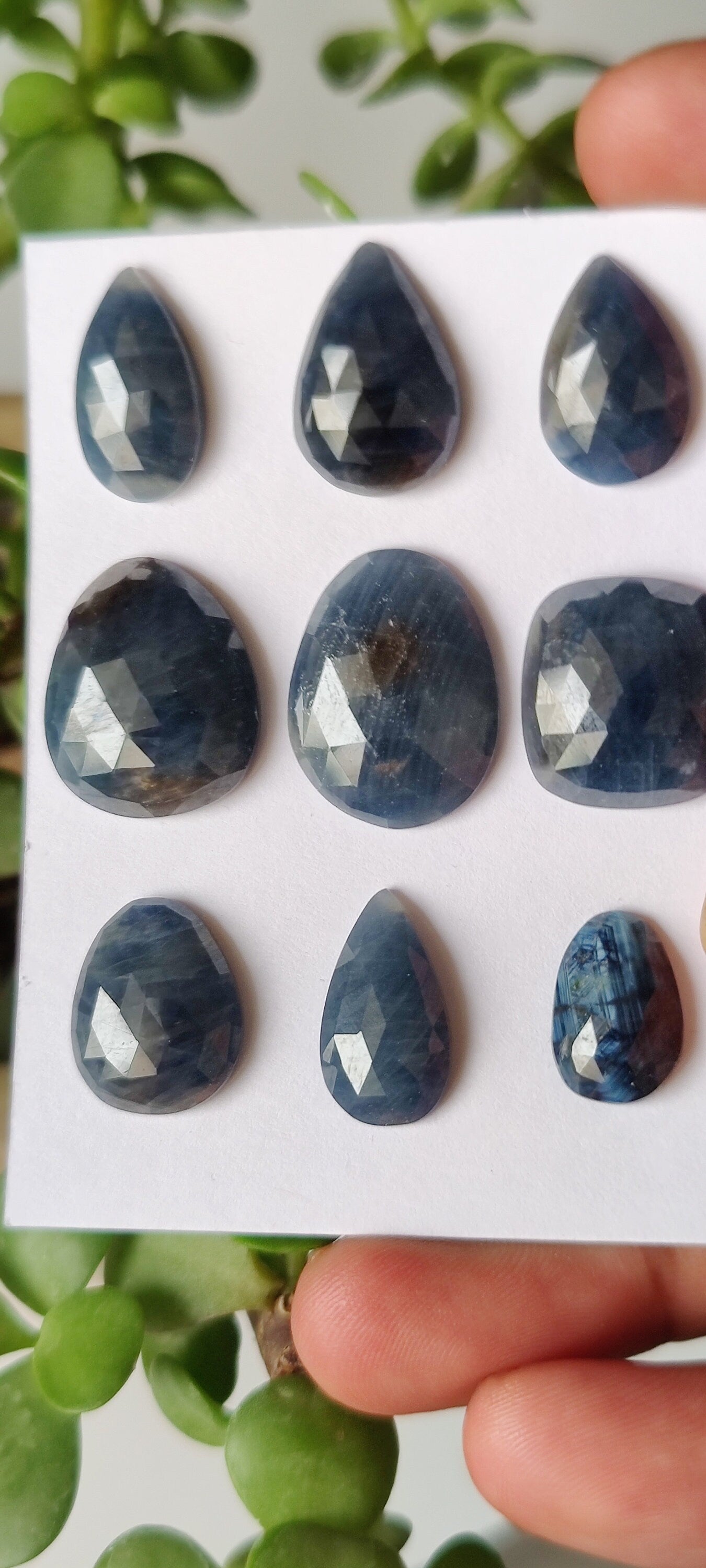 Stunning Natural unheated untreated blue sapphire rosecut wt 103 carats pcs 9 size 15x10mm-21x16mm  unheated blue sapphire rosecuts