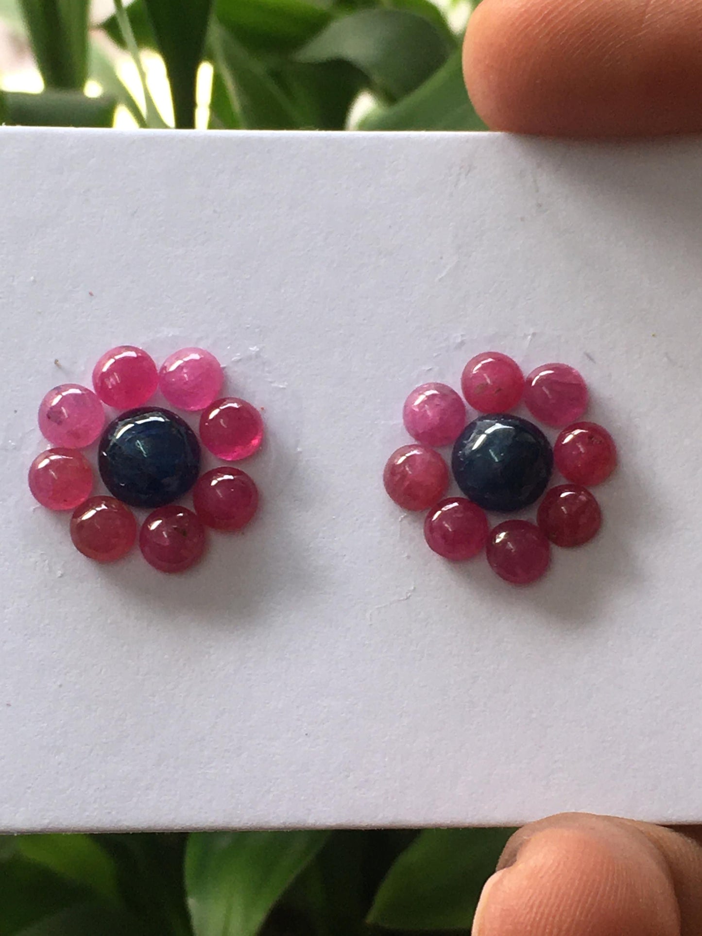 Very rare delightful ruby round cabochon sapphire earrings supply pcs 18 wt 15.80 carats size 5mmt to 7mm unheated untreated ruby cabochons