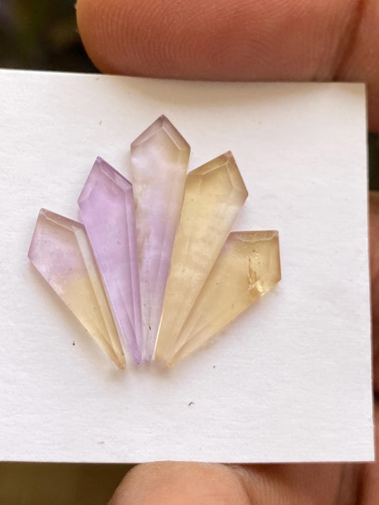 Dazzling ametrine kite step cuts amethyst citrine wt 10.25  pcs 5 size 17x6-21x6mm Ametrine stepcut hexagon