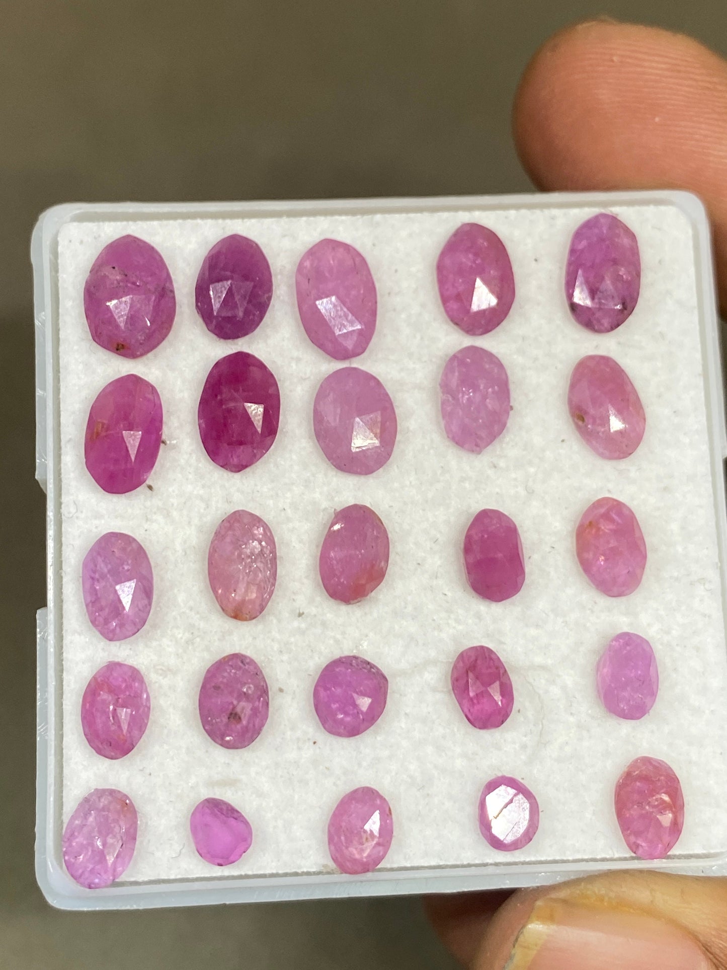 Extremely rare mozambique mines natural ruby pink  rosecut oval pcs 25 wt 23 cts size 4.5x3.8mm-8.4x6mm unheated untreated ruby rosecut