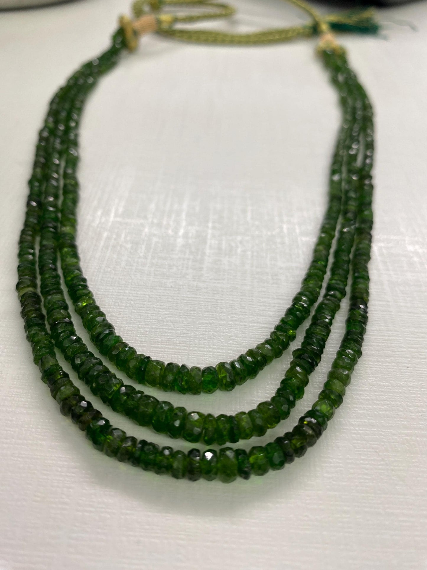 Beautiful Rare chrome diopside faceted beads rare necklace weight 246 cts size 3mm-7mm  length 15 and 16 inches and 17 inches