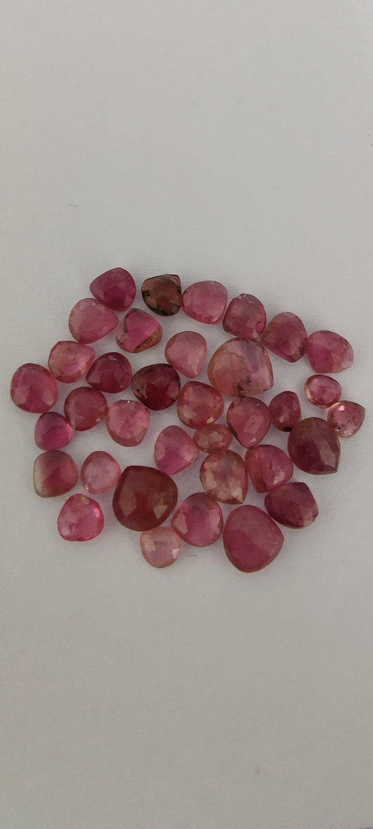 Pink tourmaline very small size faceted heart briolettes undrilled pcs 36 wt 15.50 carats size 4x3.8-6mm pink tourmaline heart briolettes