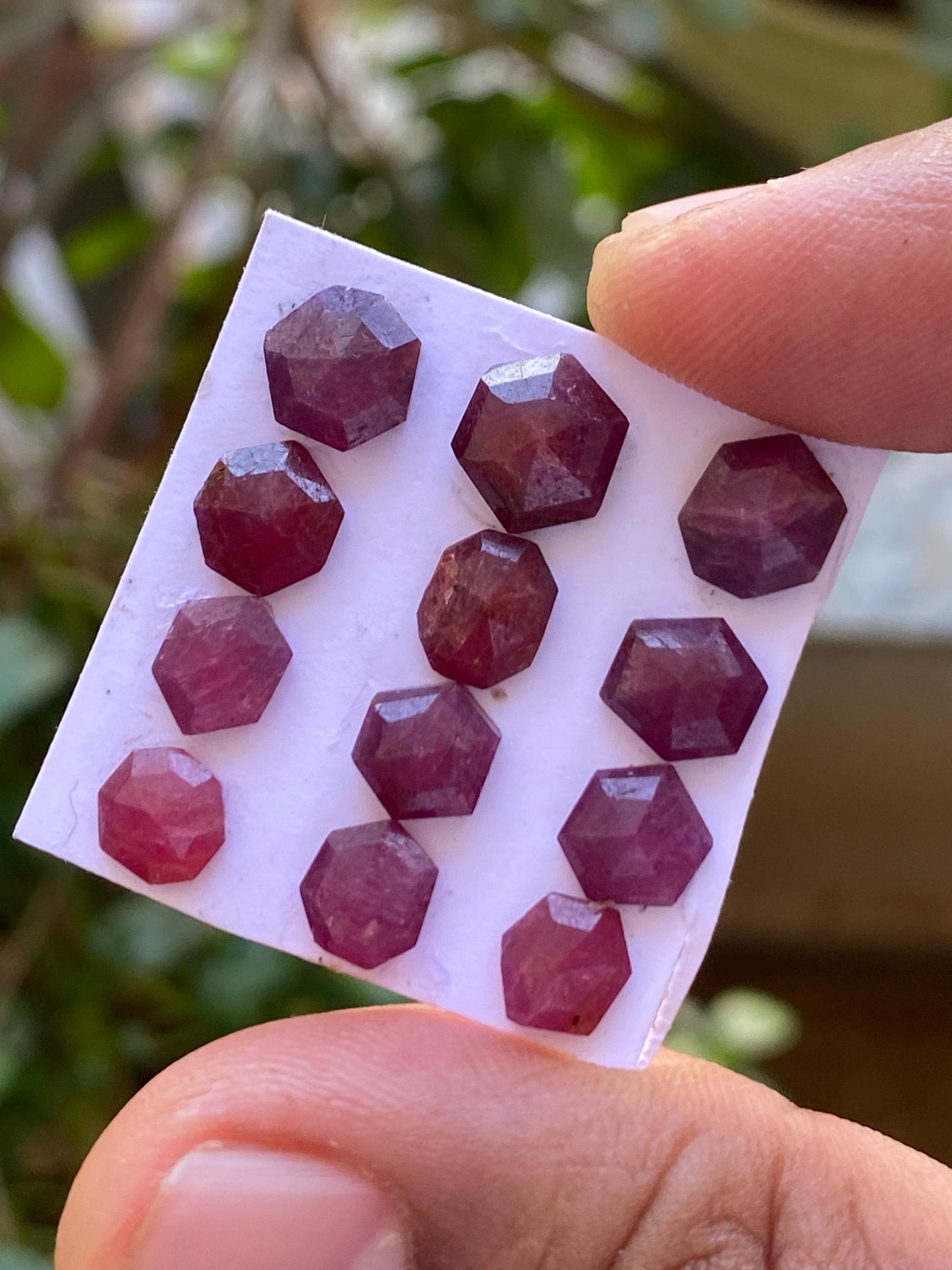 Impressive  Rare Kenya mines ruby hexagon step cut wt 18.30 cts  pcs 12 size 6.8x6.5mm-9.1x8mm ruby stepcut hexagon flatbacks