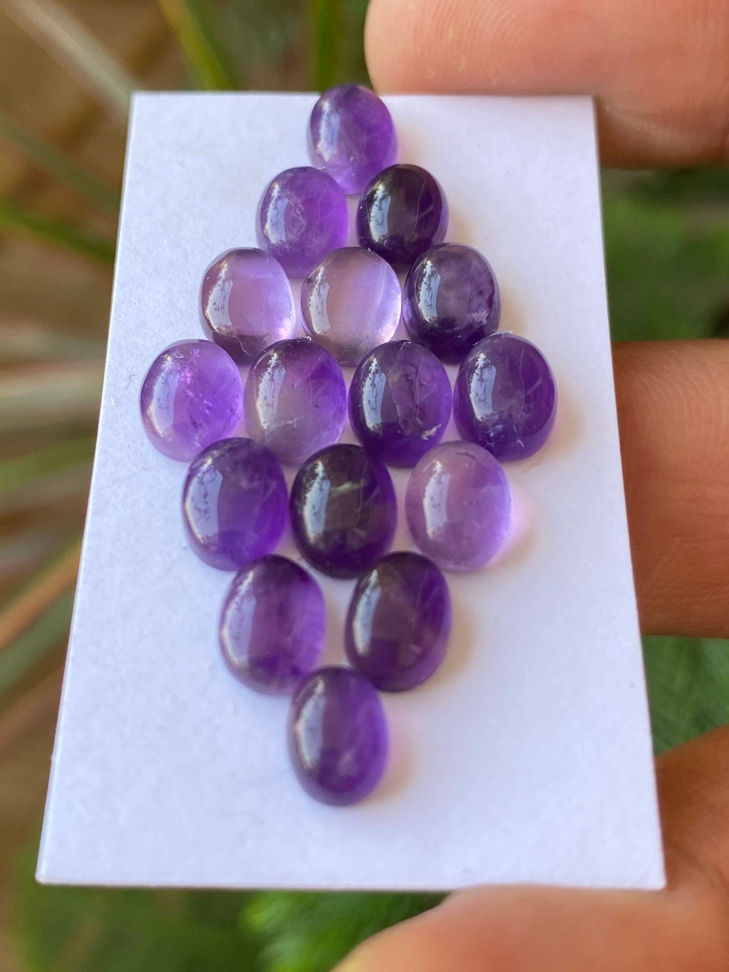 Cute amethyst oval cabochon pcs 16 wholesale lot weight 23.50 carats size 7.2x6.4mm-8.5x6mm amethyst cabochons