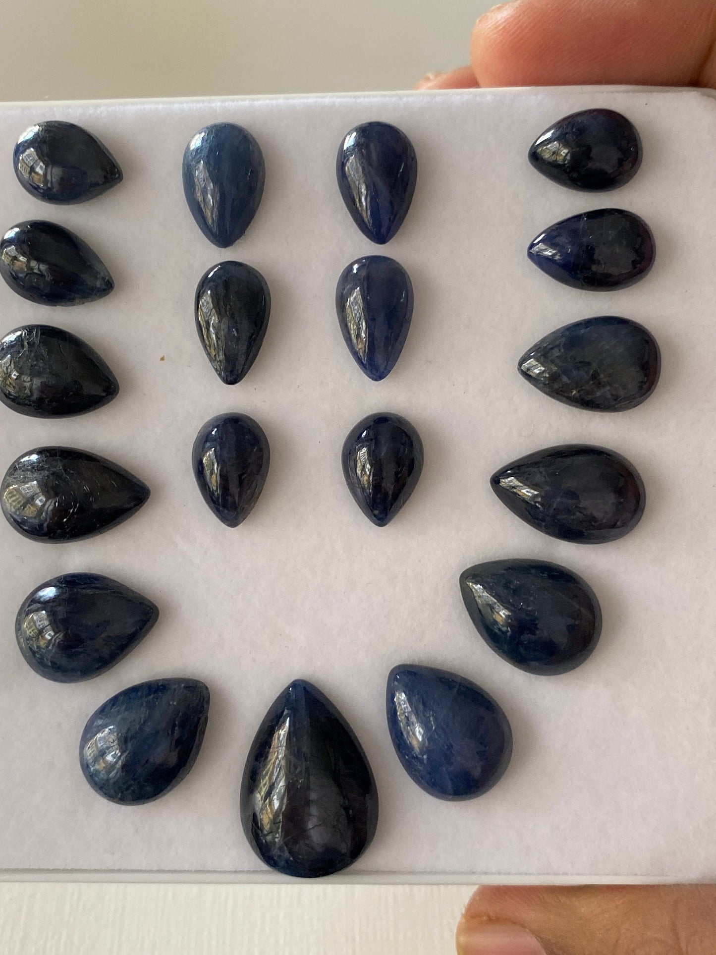 Very rare Burma mines blue sapphire pear shape cabochons weight 152 carats pcs 19 good size rare Burma mines necklace earrings supply