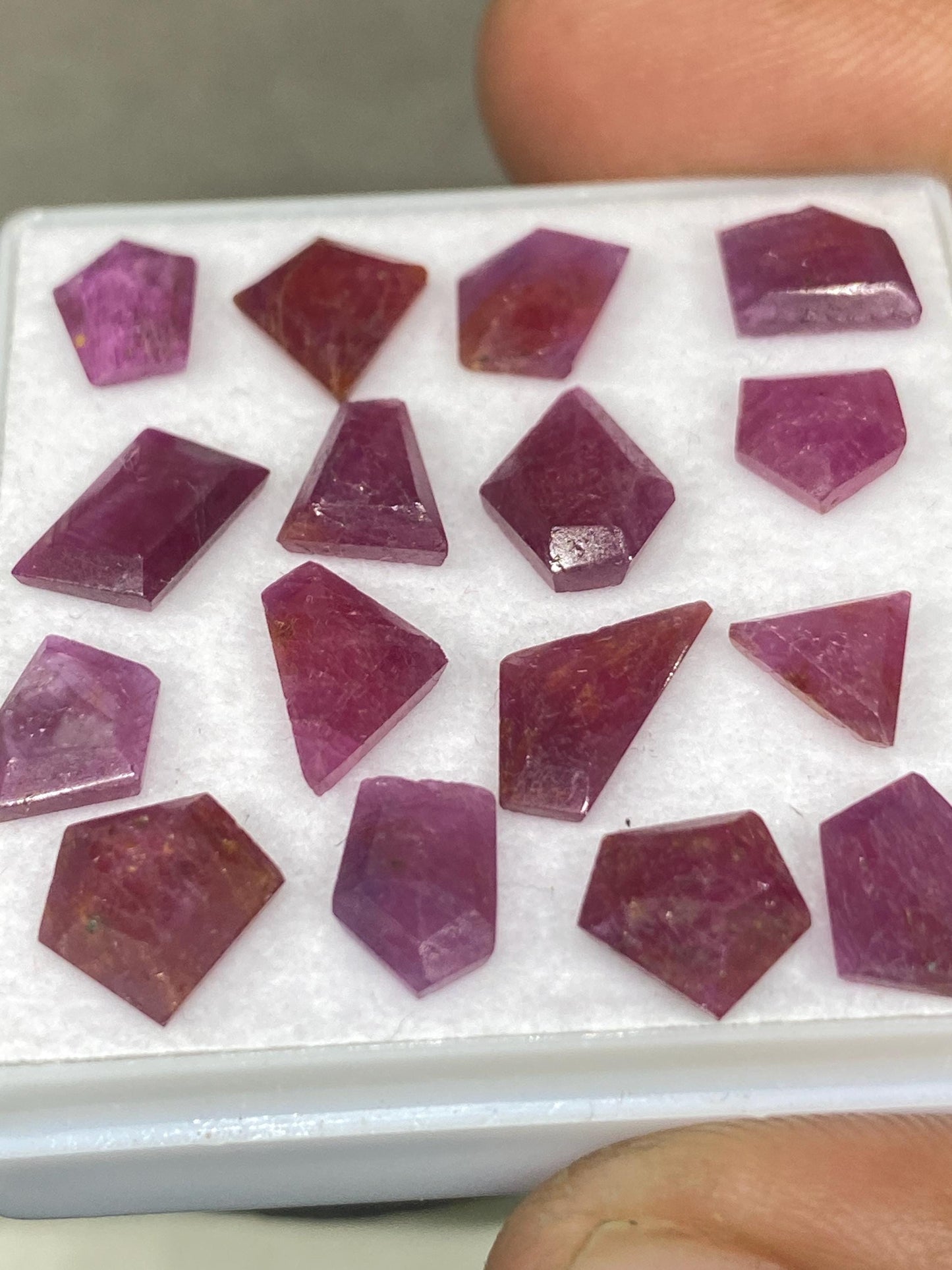 Stunning Natural ruby flats irregular pointed shapes side faceted flats ruby natural pcs 16 wt 21.15 cts size 7x6-8x5mm ruby