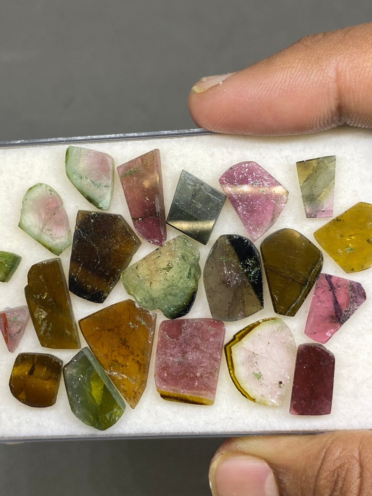 Stunning Watermelon multi tourmaline geometric cut flats lot fine quality wt 65 cts size 6.8x5mm-19x14mm pcs 21 natural tourmaline geometric