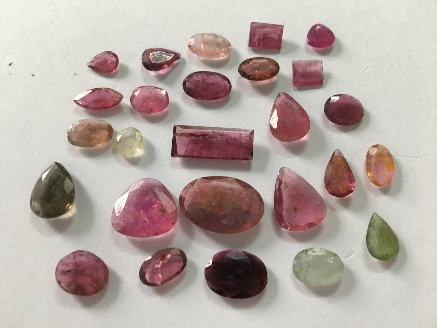 Rare natural tourmaline flat cutstones weight 35.30 carats lightweight jewelry supply tourmaline flat cut mix shapes 7.1x5-16.5x11.2 mm