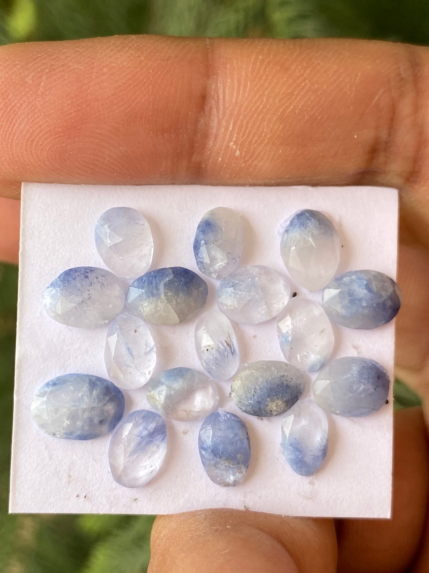 Stunning rare Dumortierite in quartz rosecut pcs 17 Wt 15 cts size 7.7mm-9.5x7mm  Brazilian mines dumortierite cabochons flatback rosecut