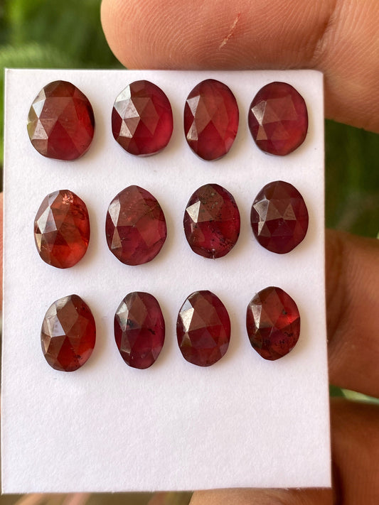 Gorgeous rare rosecut red  garnet fancy garnet rosecut  pcs 12 wt 28 cts mix sizes 9x6-10x7mm mix shapes orange garnet rosecut