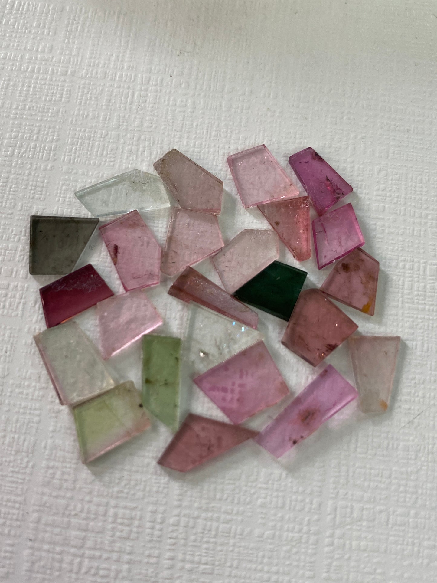 Gorgeous Watermelon multi tourmaline geometric cut flats fine quality weight 14 carats size 9x6-11x10mm pcs 24 natural tourmaline geometric