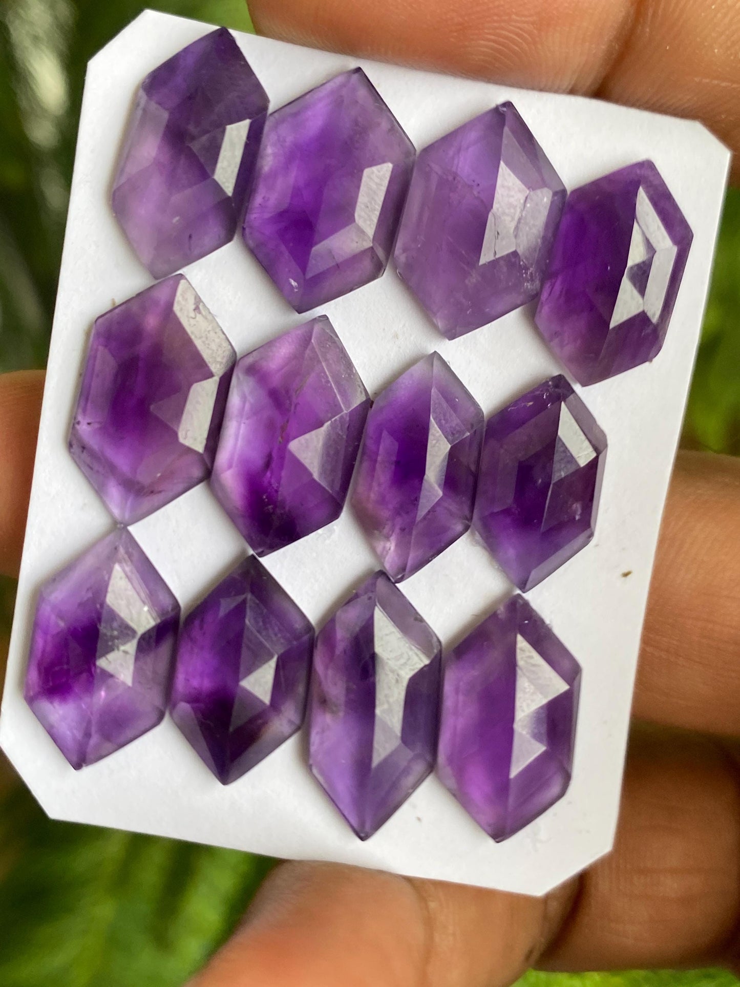 Fabulous amethyst hexagon stepcut gems weight 63 carats pcs 12 size 16x9-19x10mm amethyst hexagon stepcut gems