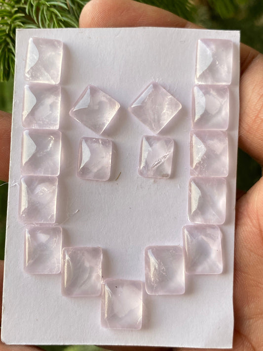 Beautiful Rare rose quartz sugar loaf cabochon  weight 75 carats pcs 17 size 10.5x8-13x10mm rose quartz  sugarloaf cabochon