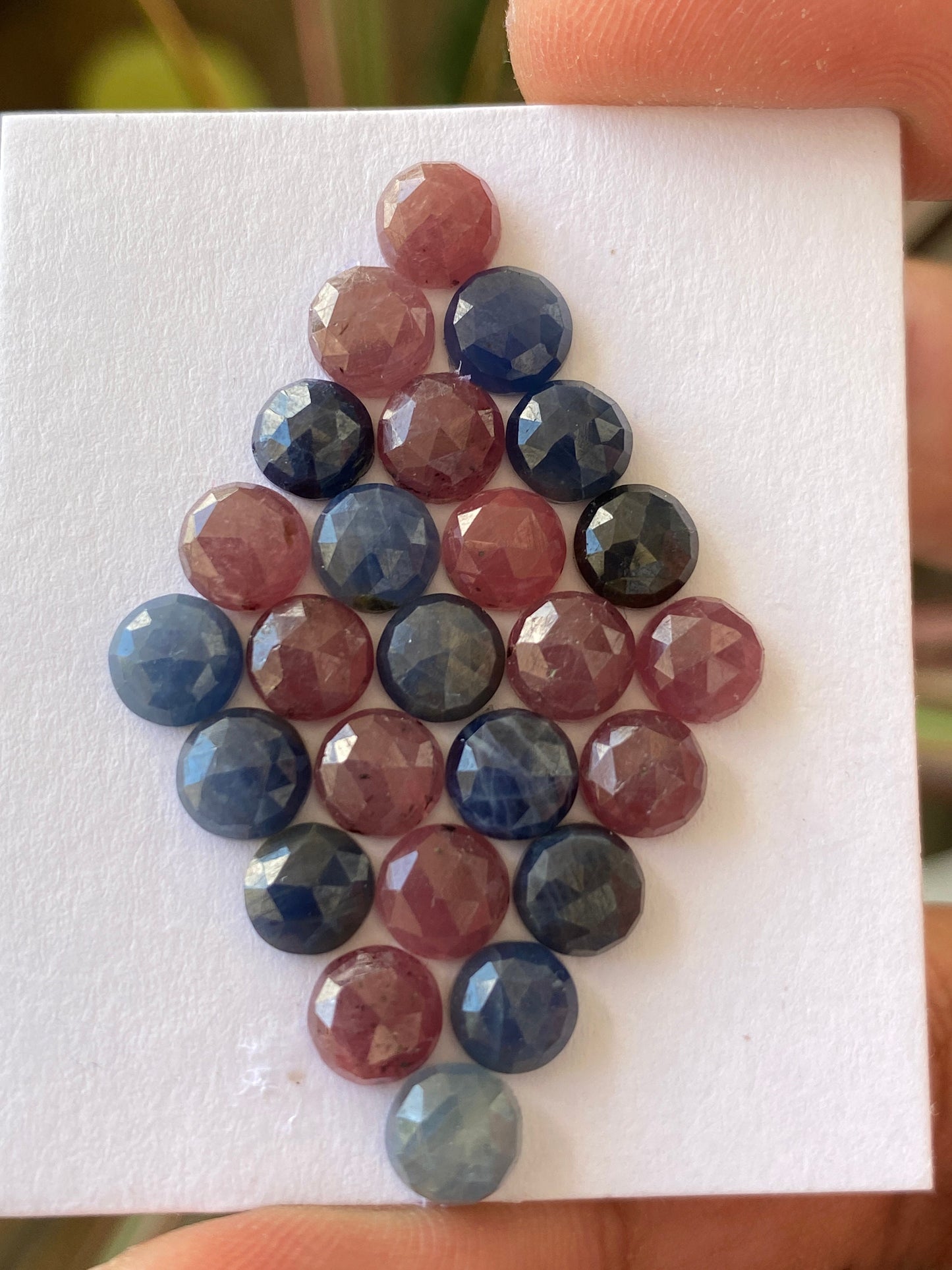 Fascinating Rare red blue sapphire round rosecut size 6mm-6.2mm weight 30 carats pcs 25 blue red orangish sapphire rosecut round shape