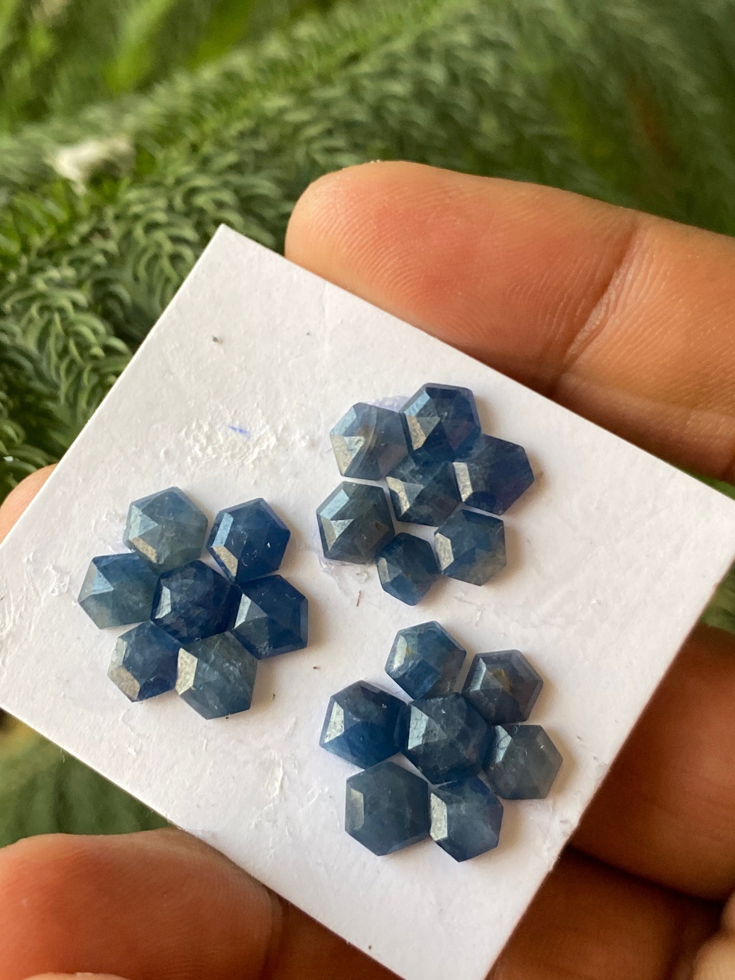 Cute Rare blue sapphire hexagon step cuts  wt 29 cts  pcs 21 size 5.5mm-6.5mm blue sapphire stepcut hexagon flatbacks