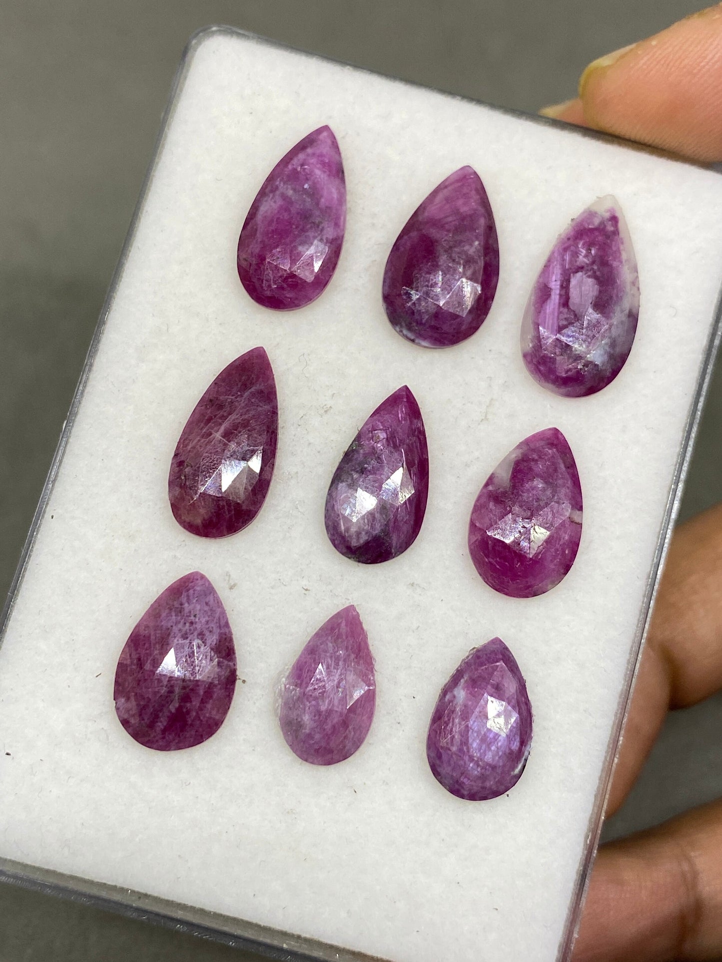 Stunning Rare star sheen ruby rosecut pear shape ruby Longido mines ruby wt 39 cts pcs 9 size 14x8mm-20x10mm  silky ruby rosecut