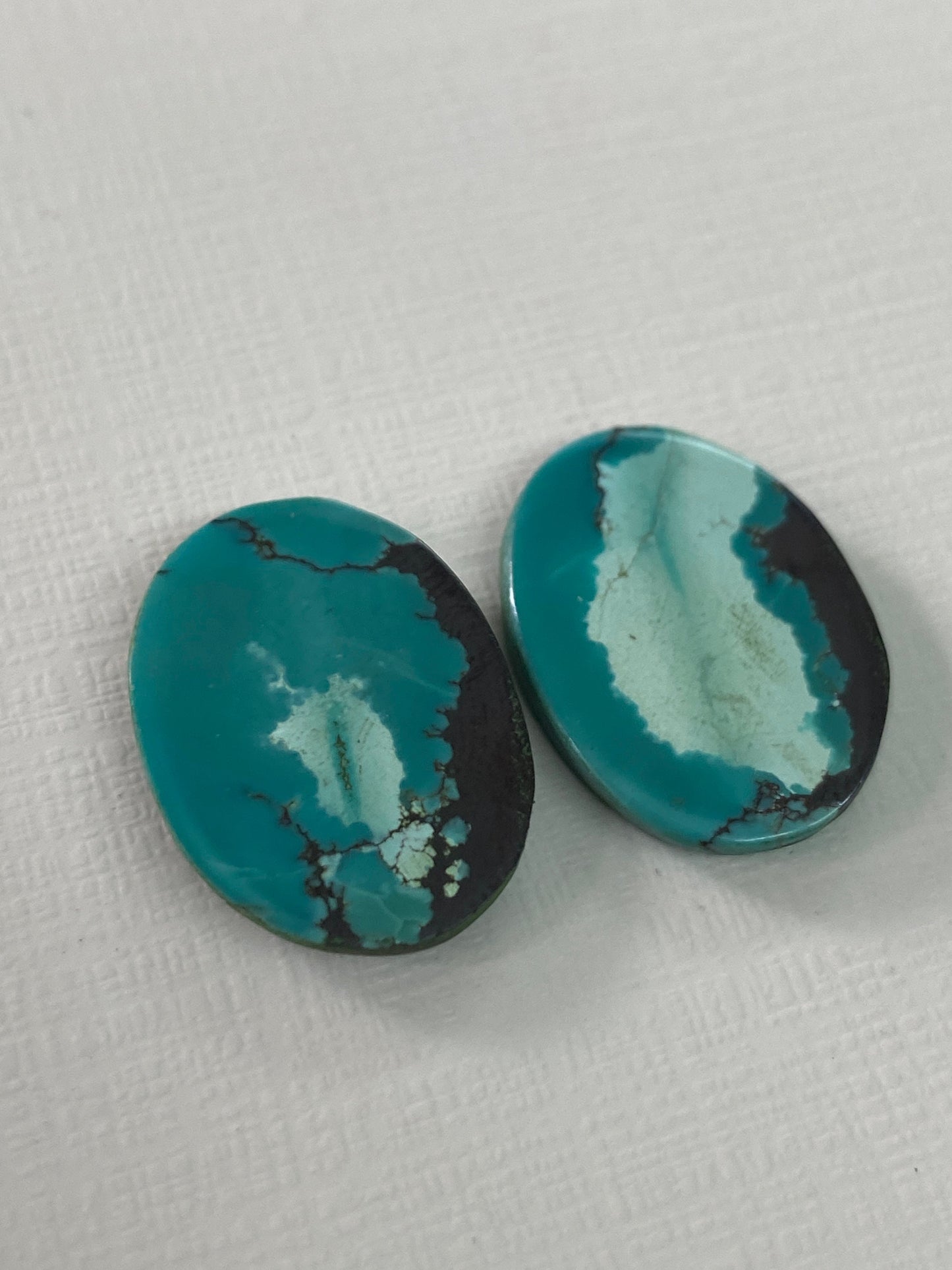 Rare Turquoise pair big natural hubei mines rare pattern  smooth turquoise pcs 2 wt  carats big size turquoise earrings supply