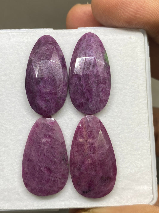 Natural huge ruby Rosecut pair very rare weight 59  carats rare pcs 4 huge size 26x15mm-28x14mm ruby Rosecut pair lot