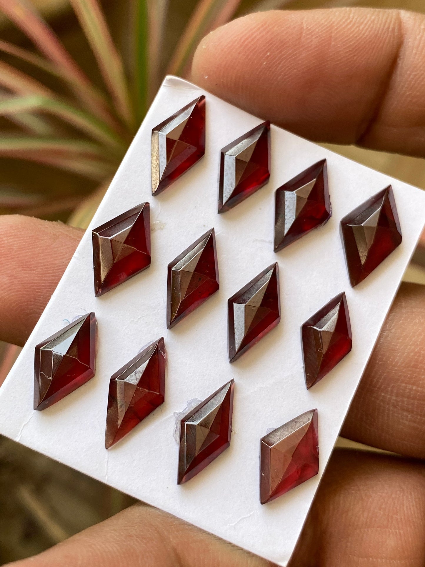 Dazzling Red garnet diamond shape step cut aaa quality wt 35 cts pcs 12 size 13.5x8mm-16x7.5mm red  garnet stepcut diamond