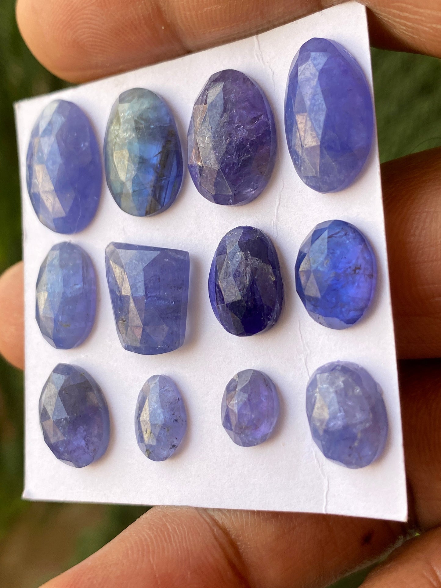 Stunnning Rare set tanzanite rosecut flats pcs 12 weight 57 carats size 6x5-15x10mm  rosecut tanzanites flatback gems