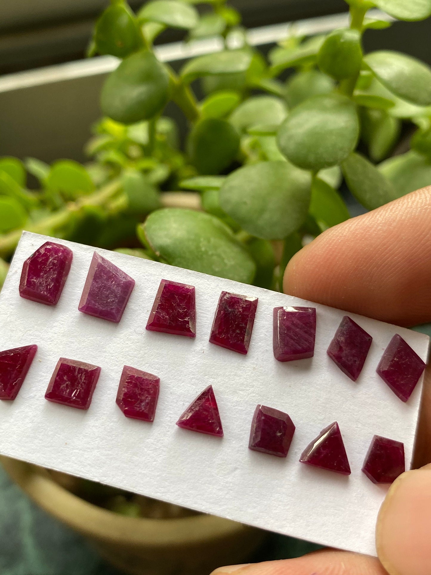 Fascinating ruby flats step cut side faceted flats wt 11 carats  pcs 14 size 5.4x5.3mm-8x5.8mm natural unheated untreated ruby