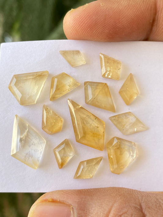 Nice citrine geometric  flatback lot beautiful fine quality pcs 13 wt 25 cts  size 9x6.5mm-18.8x10.2mm citrine flatback