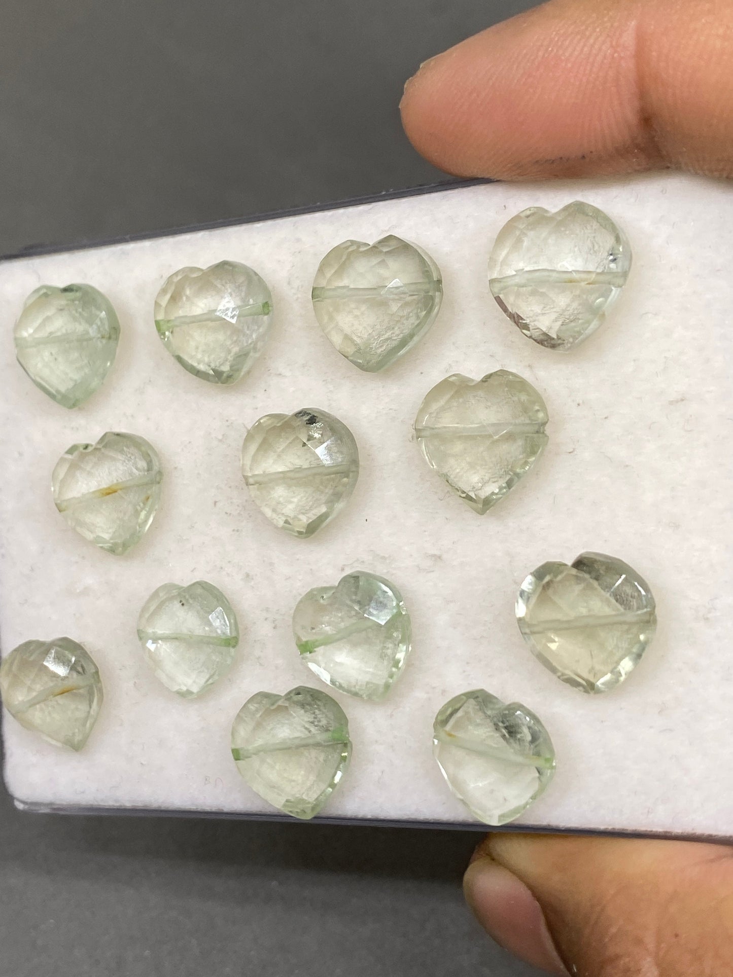 Gorgeous rare Green amethyst quartz faceted heart shape carving briolette drilled pcs 13 wt 62 cts  size 11mm-12mm amethyst heart  briolette