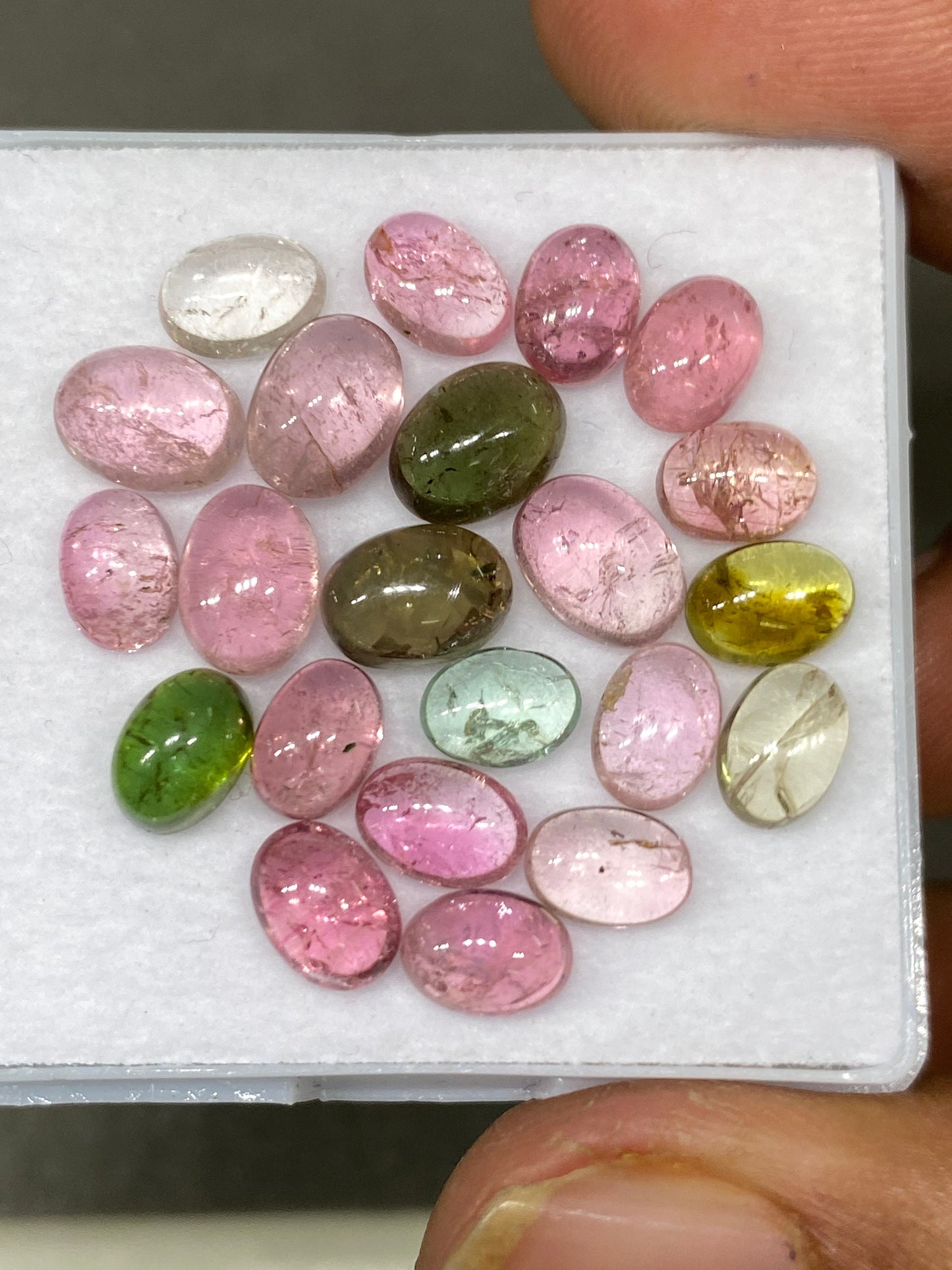 Dazzling rare Pink multi tourmaline oval cabochons lovely quality size 7x5-8x6mm fine  quality pcs 22 wt 25.40 cts pink tourmaline cabochons