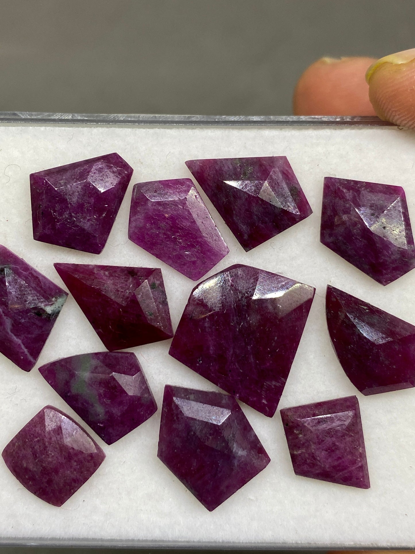 Cute rare natural unheated untreated pink sapphire flats  geometric pcs 12 wt 70 cts size 10mm-21x20mm ruby flat cut longido mines