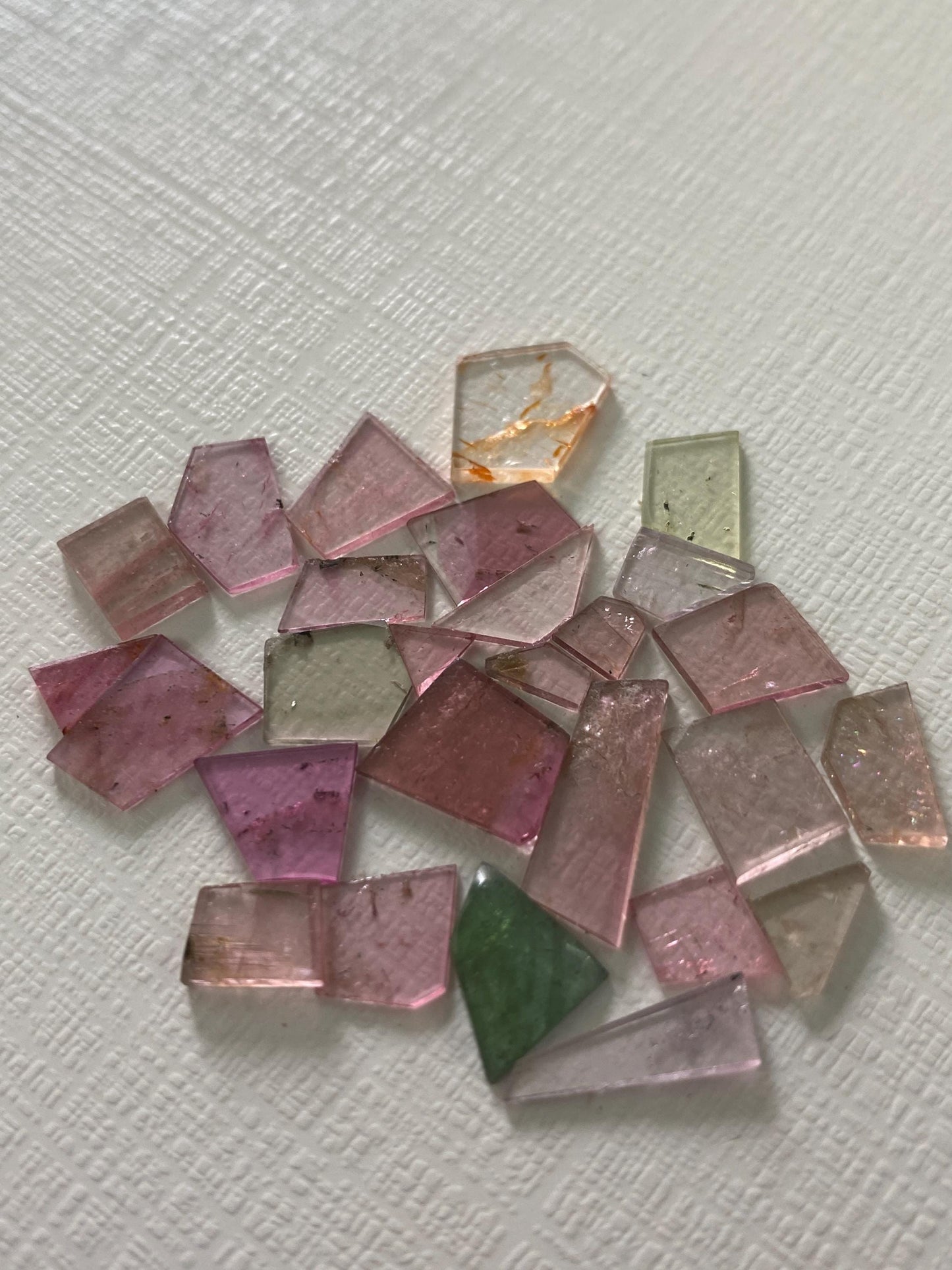 Cute pink tourmaline geometric smooth flats lot fine quality wt 19.60 carats size 4.6x4mm-15x5.8mm pcs 27 natural tourmaline