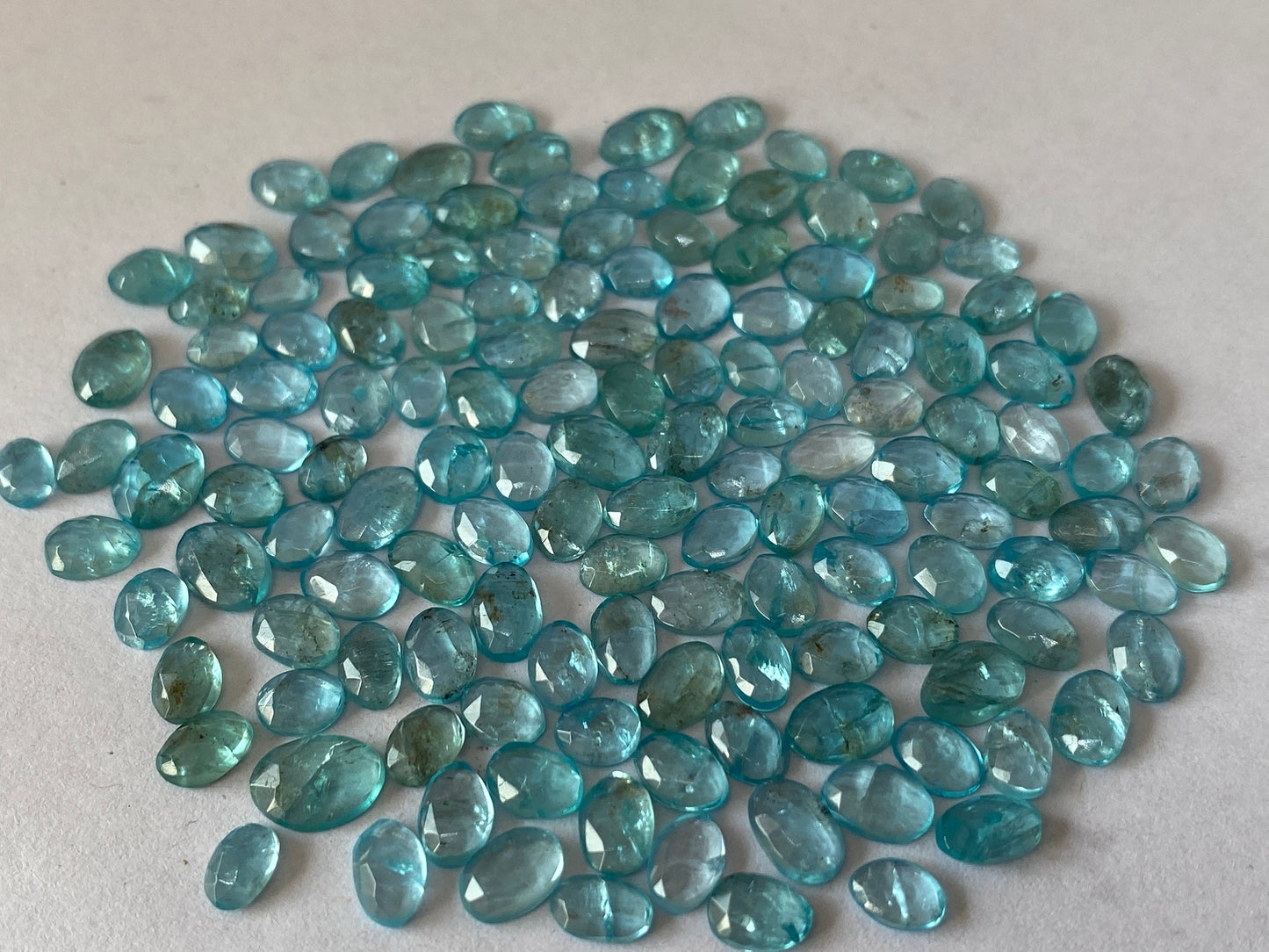 Stunning Blue green apatite rosecut wholesale rosecut blue apatite flats size 5mm-7x5mm apatite rosecut pieces with *inclusions*