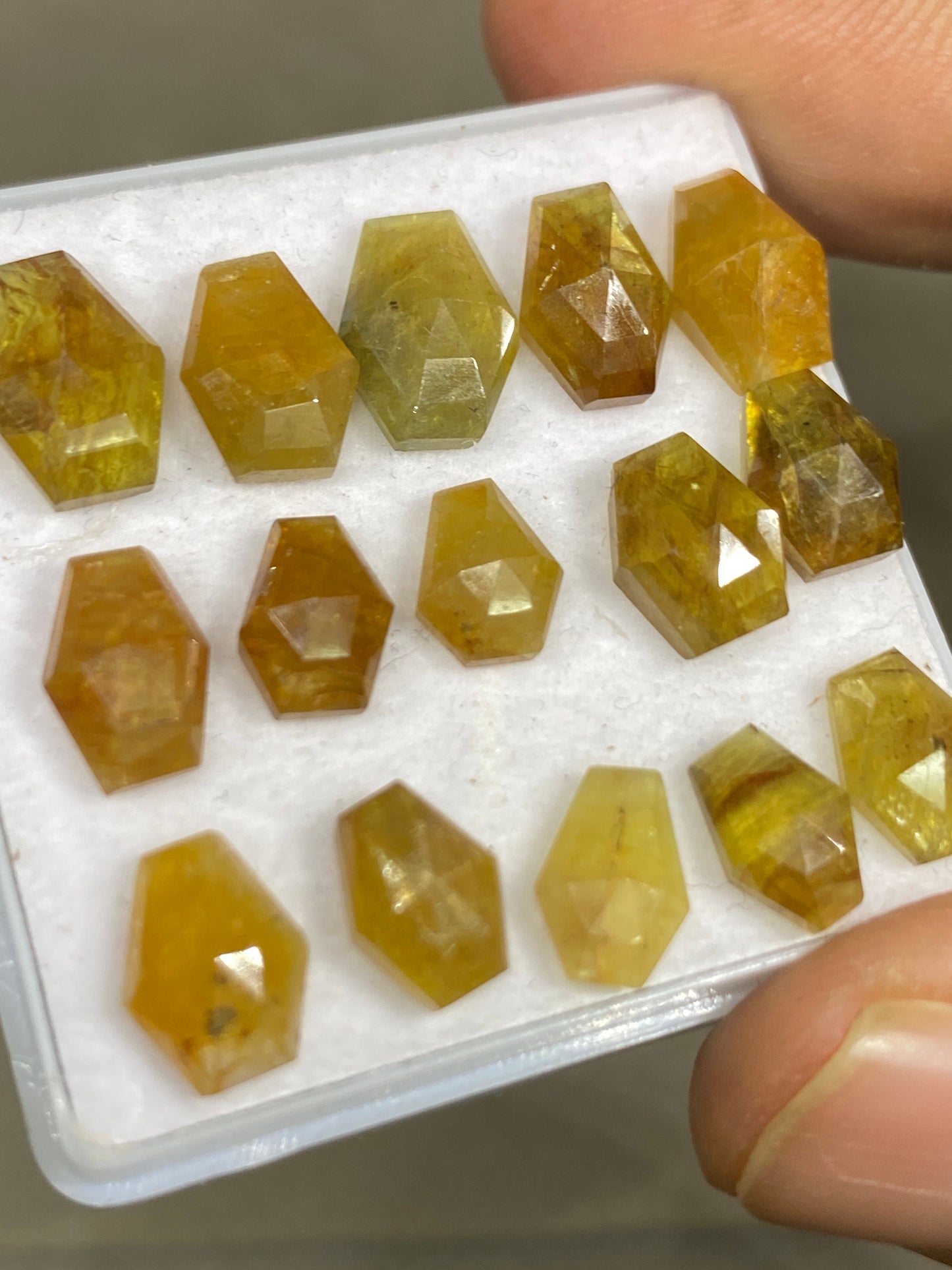 Fascinating Rare yellow sapphire coffin step cuts weight 36 carats pcs 15 size 8x6-11x8mm yellow sapphire stepcut coffin flatbacks