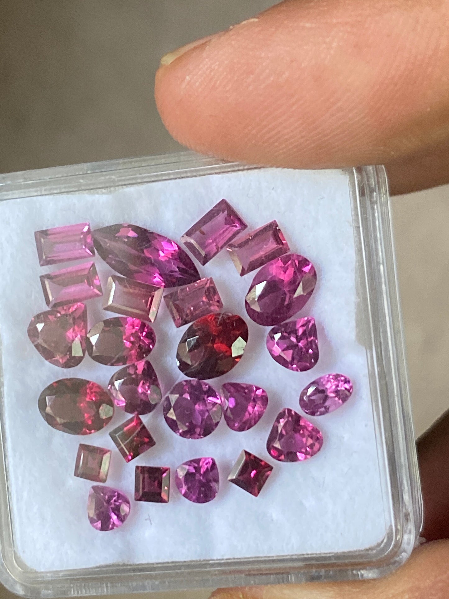 Beautiful Rhodolite garnet mix shape cutstones oval square marquees aaa quality wt 10.92 cts pcs 24 size 2.9mm-10x4.6mm Rhodolite garnet