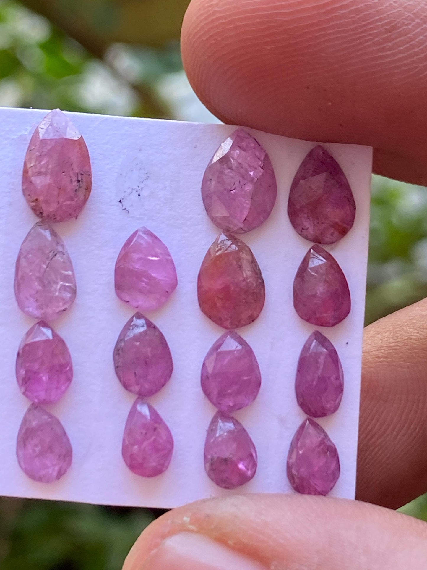 very rare natural ruby pink sapphire rosecut pears pcs 15 wt 10.50 cts size 6.3x4-7.8x5mm unheated untreated mozambique ruby rosecut