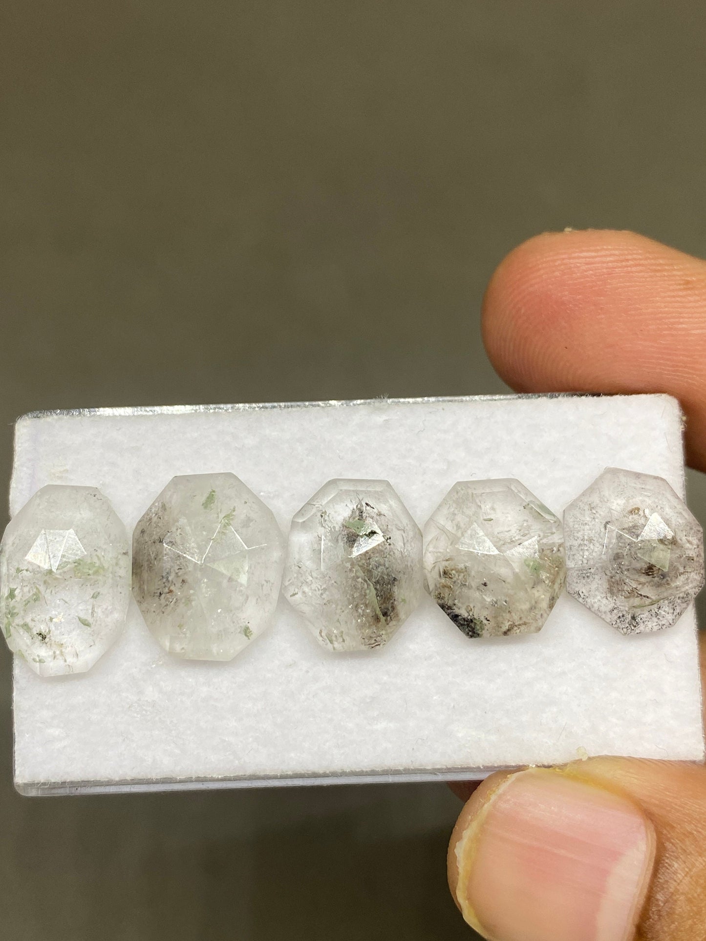 Stunning very very rare herkimer diamond geometric lot amazing quality pcs 5 wt 20 cts size 12x11mm-14x10mm stepcut rosecut herkimer diamond