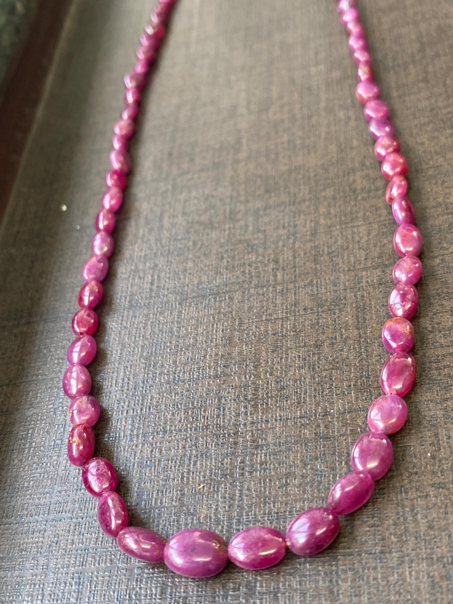 Rare Natural Ruby necklace smooth polished ruby oval nuggets weight 72.85 carats size 4.9x3.9mm-9.3x6.8mm Lth 17 Inches ruby