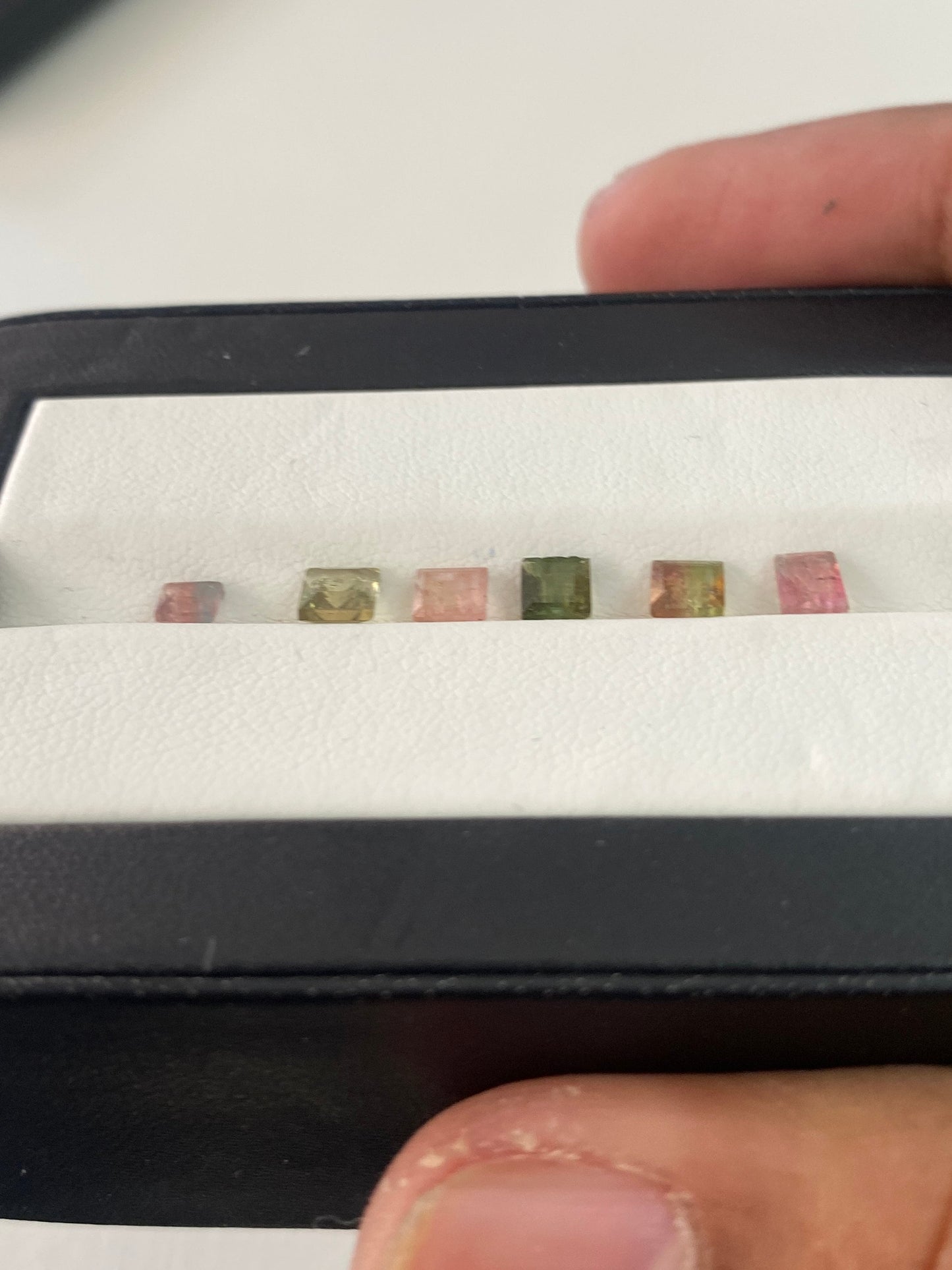 Watermelon Tourmaline cutstones pcs 6 wt 2 carats small size 3-4mm tourmaline cuts princess squares cutstones Watermelon tourmaline cut