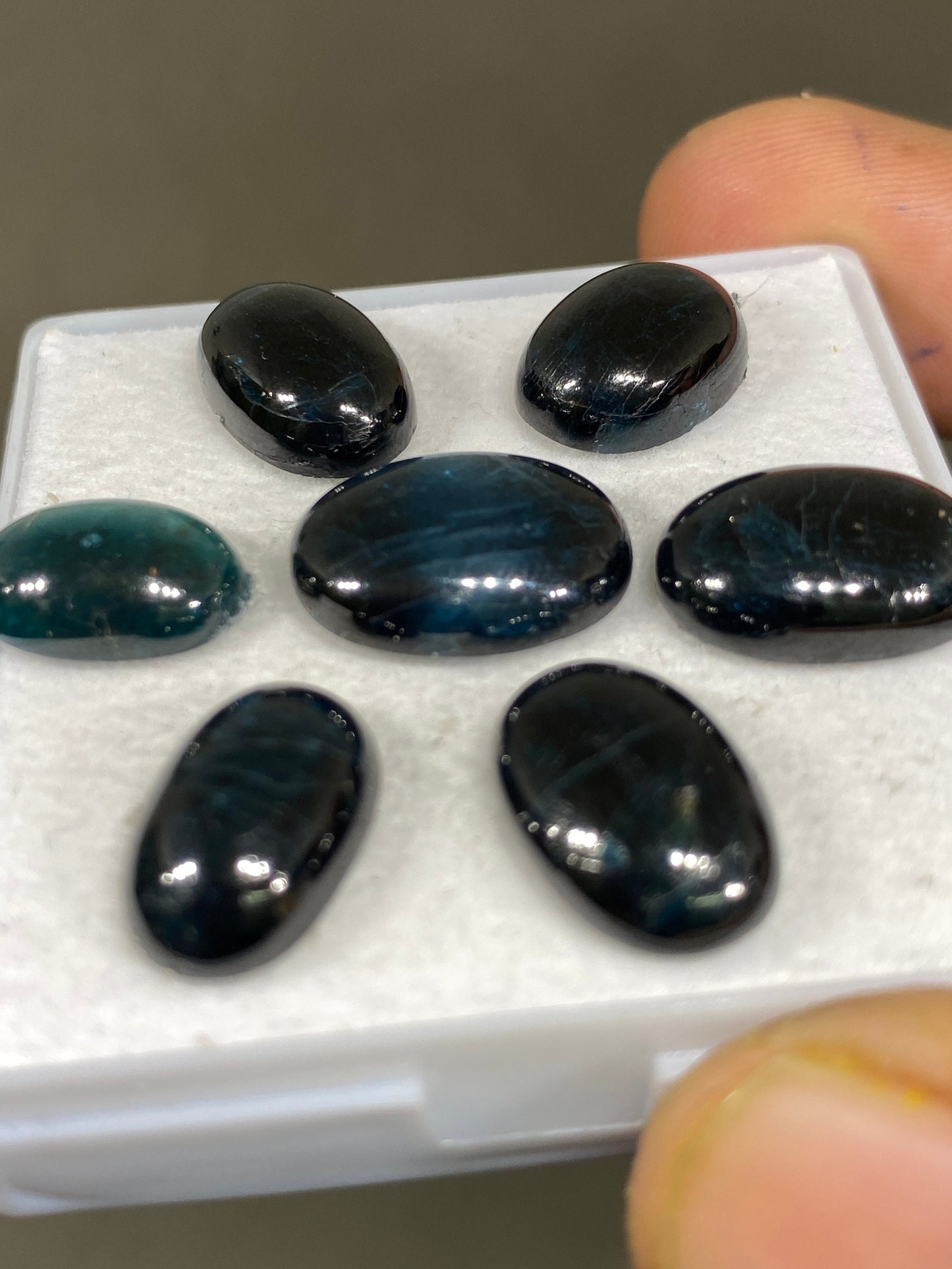 Rare teal kyanite oval cabochons fine quality wt 60 cts size 13x9mm-18.8x12.3mm pcs 7 ink blue kyanite oval smooth cabs