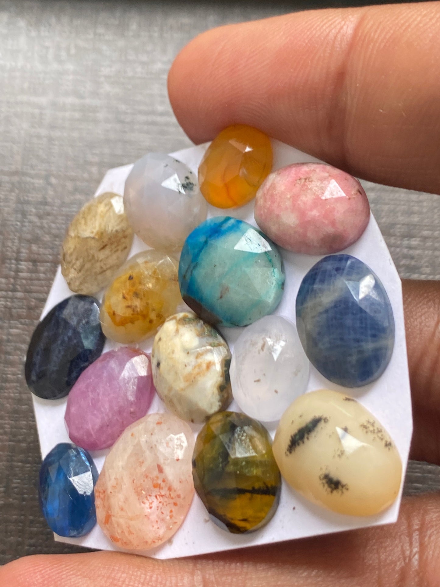 Gorgeous multi stones kyanite sunstone sapphire Montana agate chrysocolla carnelian rosecut pcs 15 weight 73 carats size 10x8-16x12mm