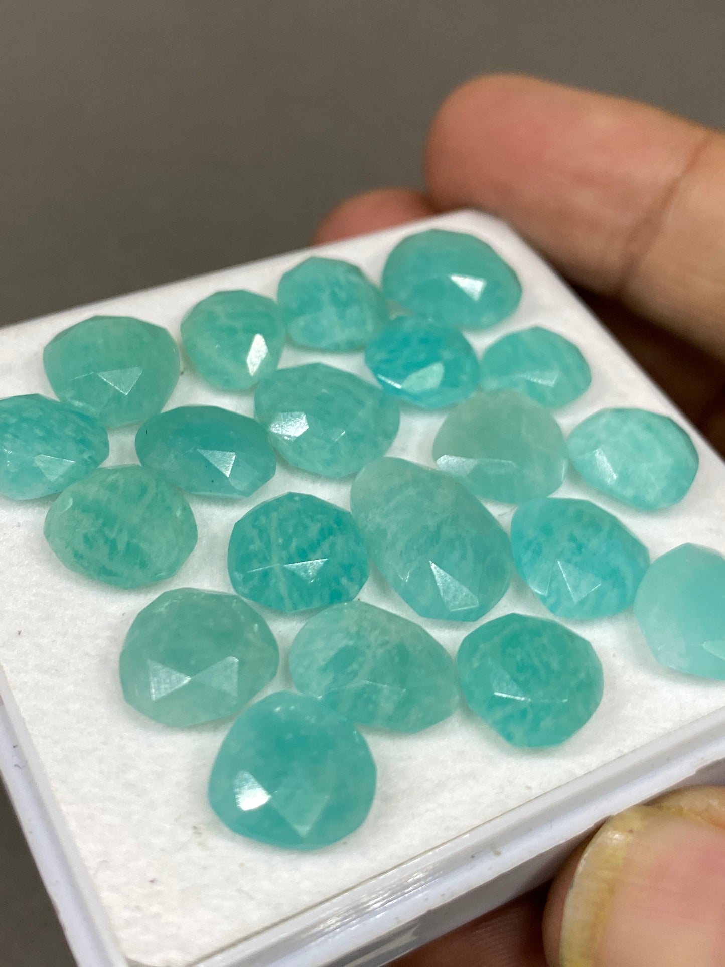 Fancy amazonite rosecut flats good quality weight 72 carats size 9.8x8.8mm-16x11.5mm pcs 20 rosecut amazonite fancy shape