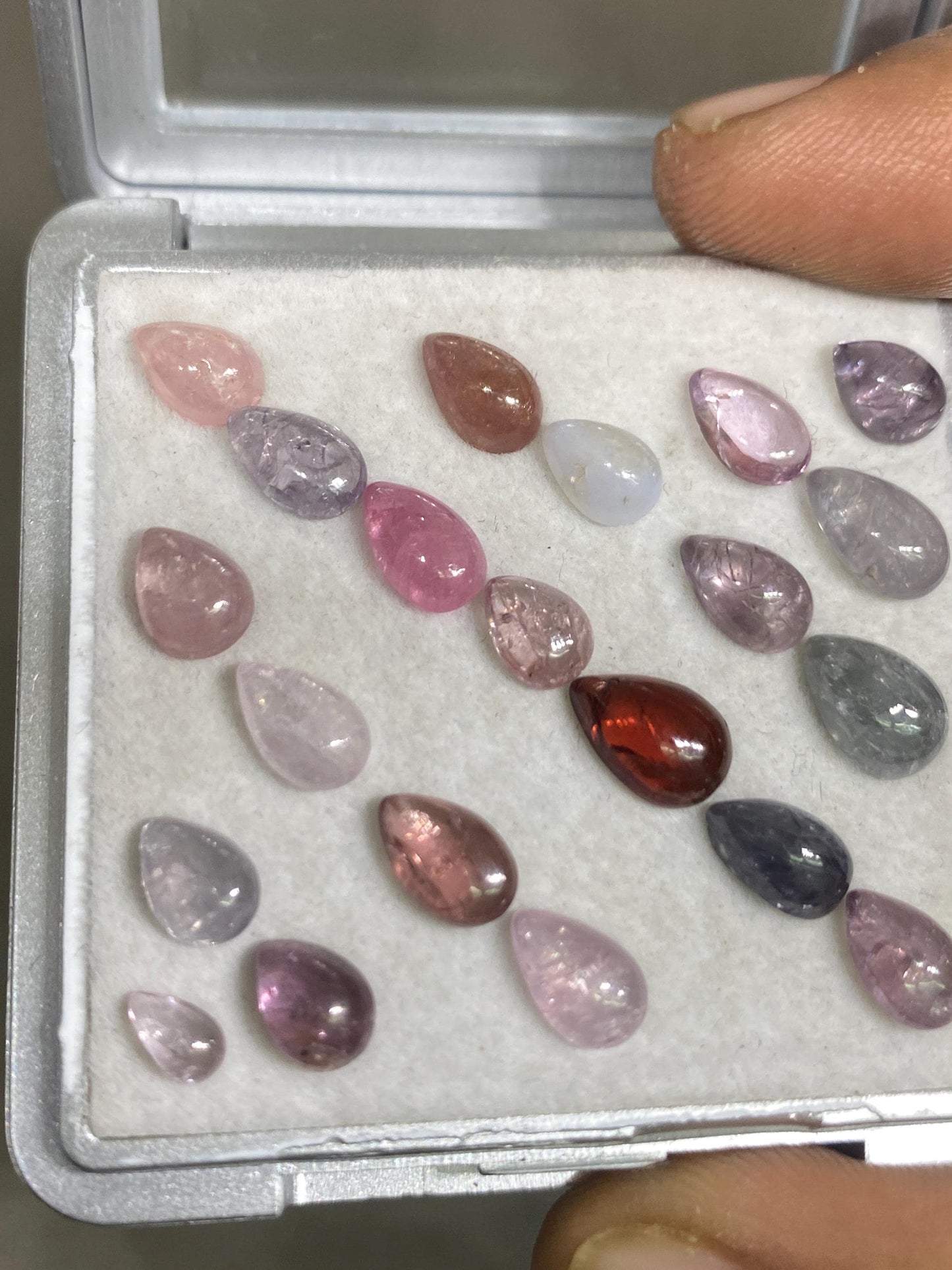 very rare burma mines multi spinel Pear cabochons lot beautiful gems pcs 21 weight 24.35 cts size 5x3mm-9x6mm spinel cabochons