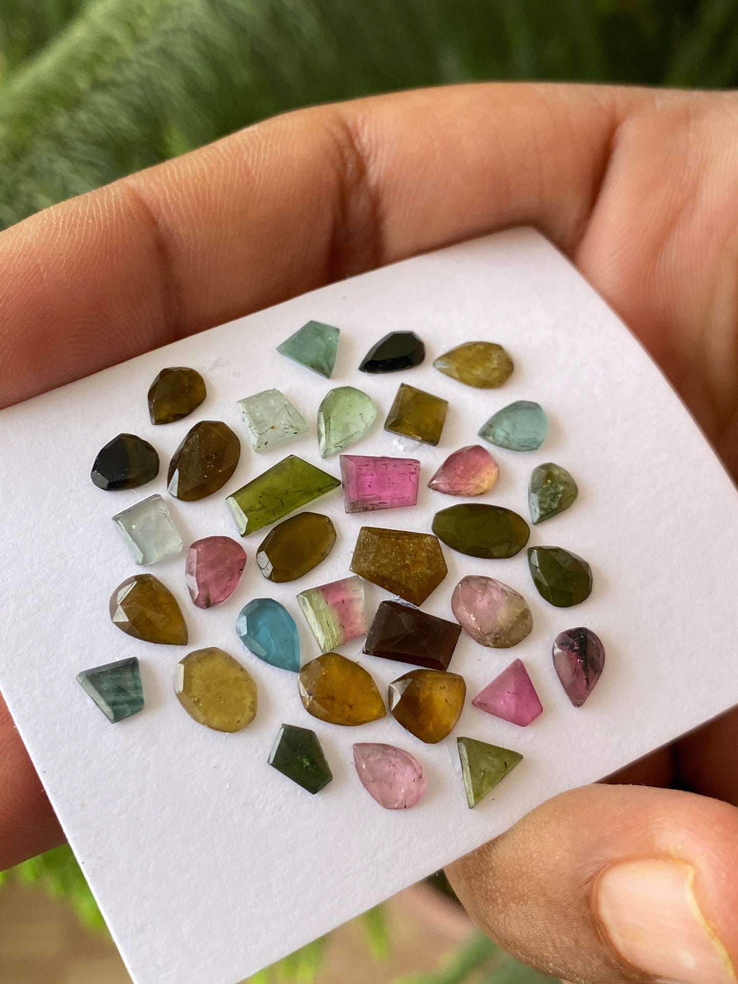 Ravishing Watermelon multi tourmaline geometric cut flats fine quality weight 16 carats size 4x3mm-8x6mm pcs 35 tourmaline geometric flats