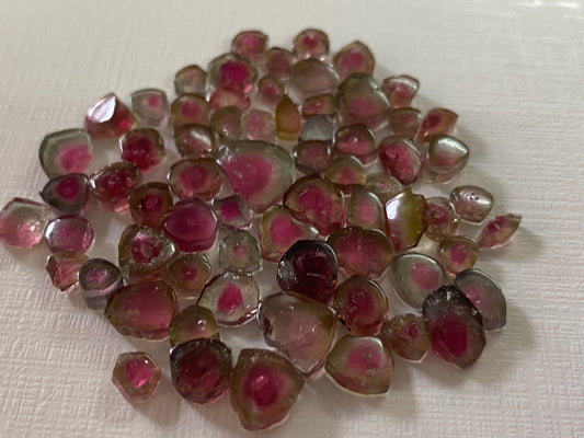 Watermelon tourmaline slice smoothies   weight 70 carats small size 5mm to 10mm natural watermelon tourmaline slice