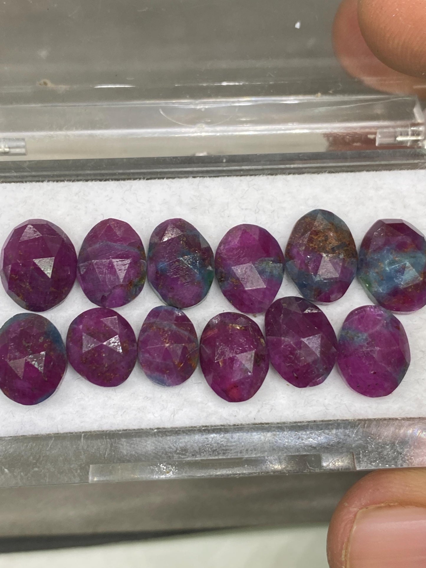 Gorgeous rare natural ruby fuschite rosecut ovalish lot  pcs 12 wt 46.25  cts size  9x7mm-11x8mm unheated untreated ruby rosecut