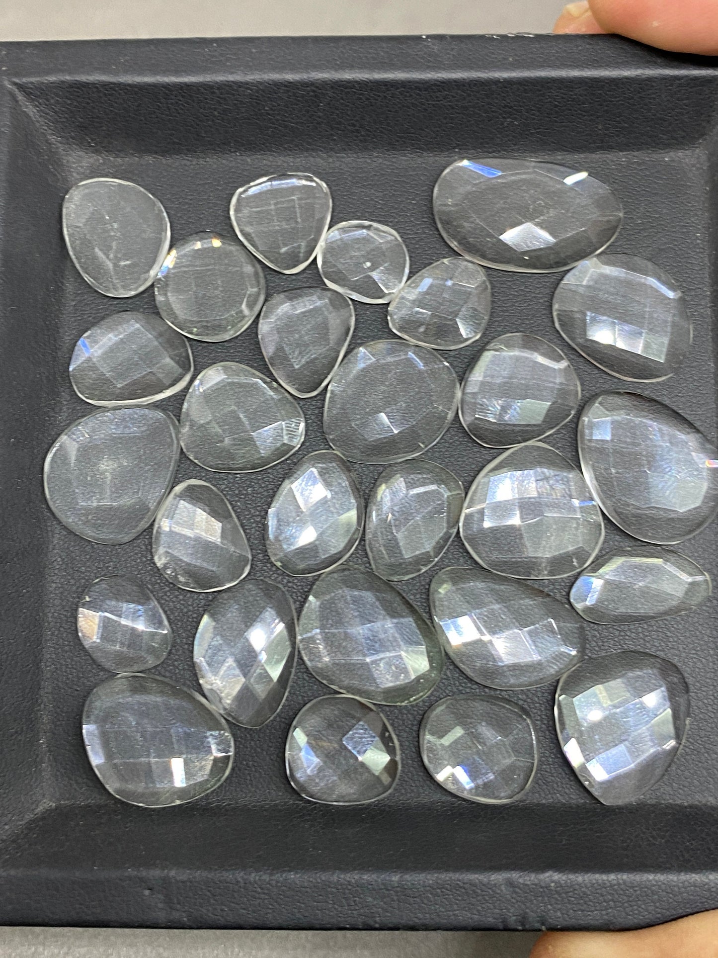 Wow awesome size super fine quality crystal rosecuts weight 128 carats pcs 27 size 15x10mm-24x14mm crystal rosecut wholesale lot