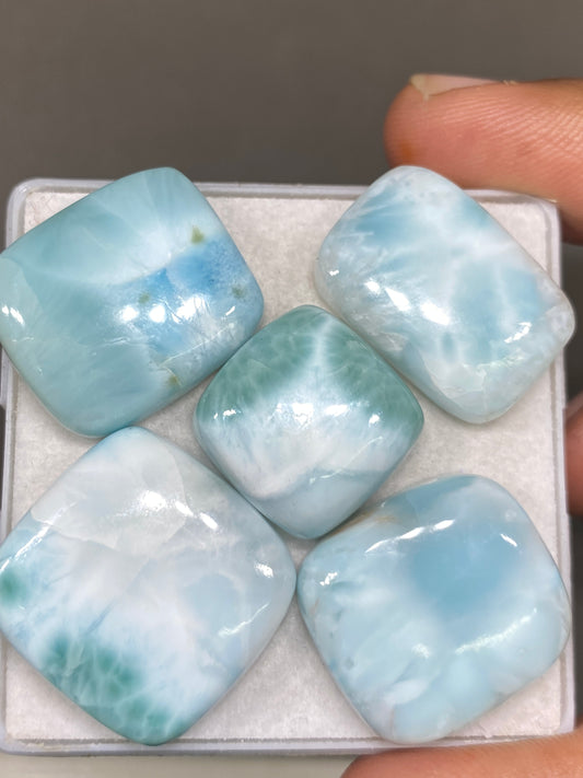 Refreshing rare Smooth Larimar cabochons pcs 5 pendant supply color lighter wt 103 cts size 16x11-22mm natural Larimar cabochons fancy shape