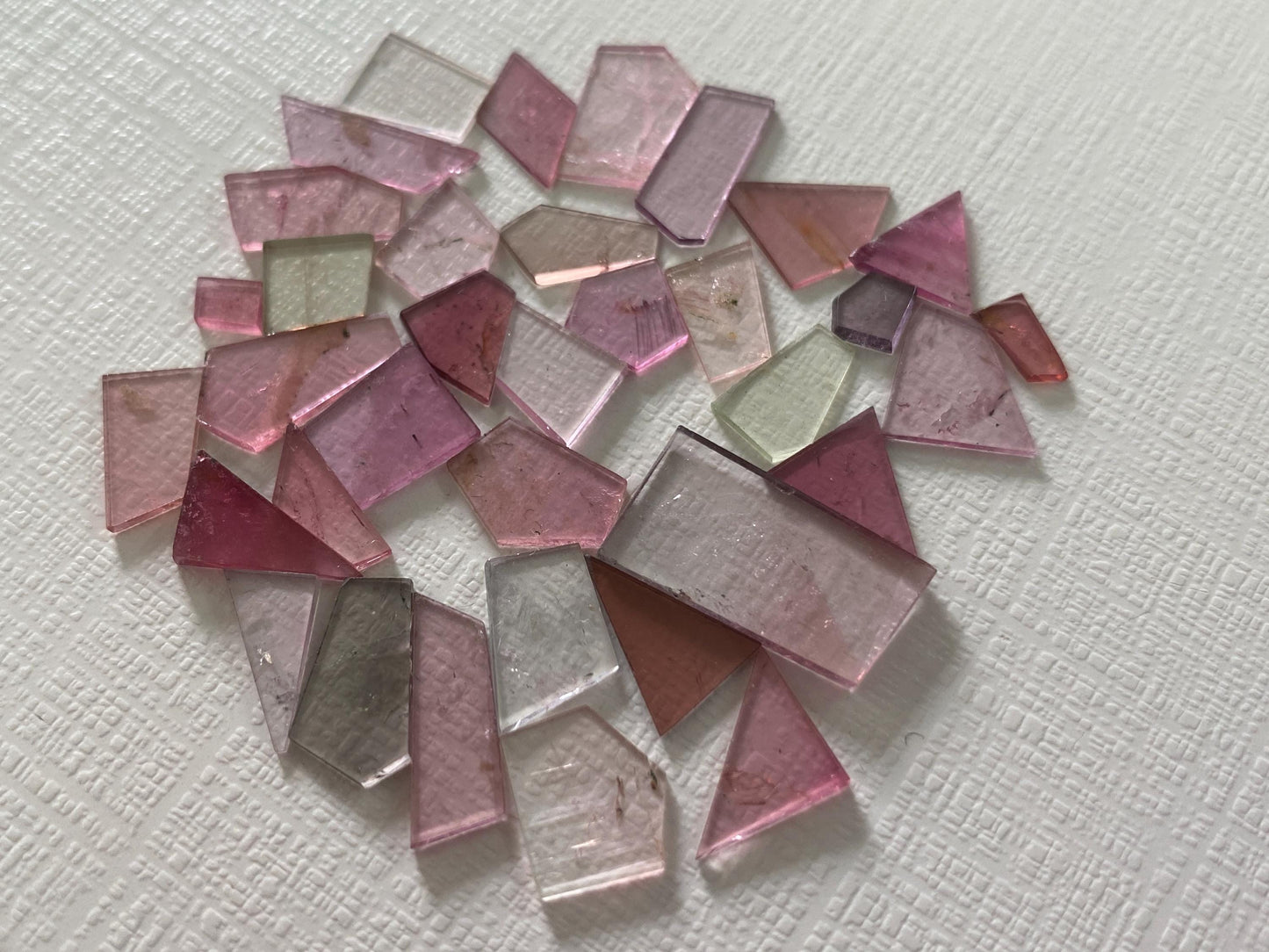 Alluring pink tourmaline geometric smooth flats lot fine quality wt 26 carats size 4x3-17x9mm pcs 35 natural tourmaline