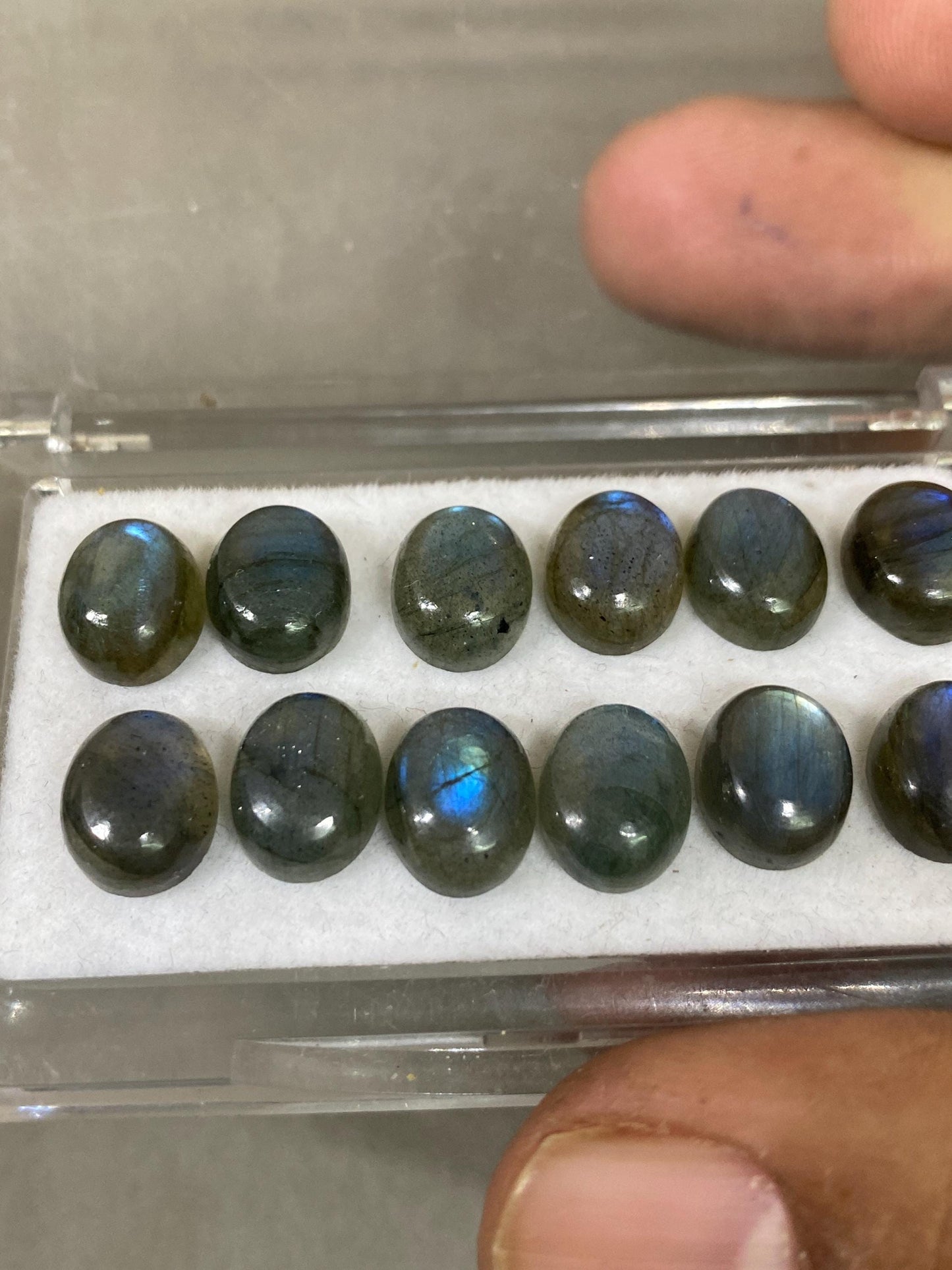 Labradorite blue fire oval Cabochons Good Quality  flashy size  10x8mm wt 35.20 carats pcs 12 labradorite cabochons