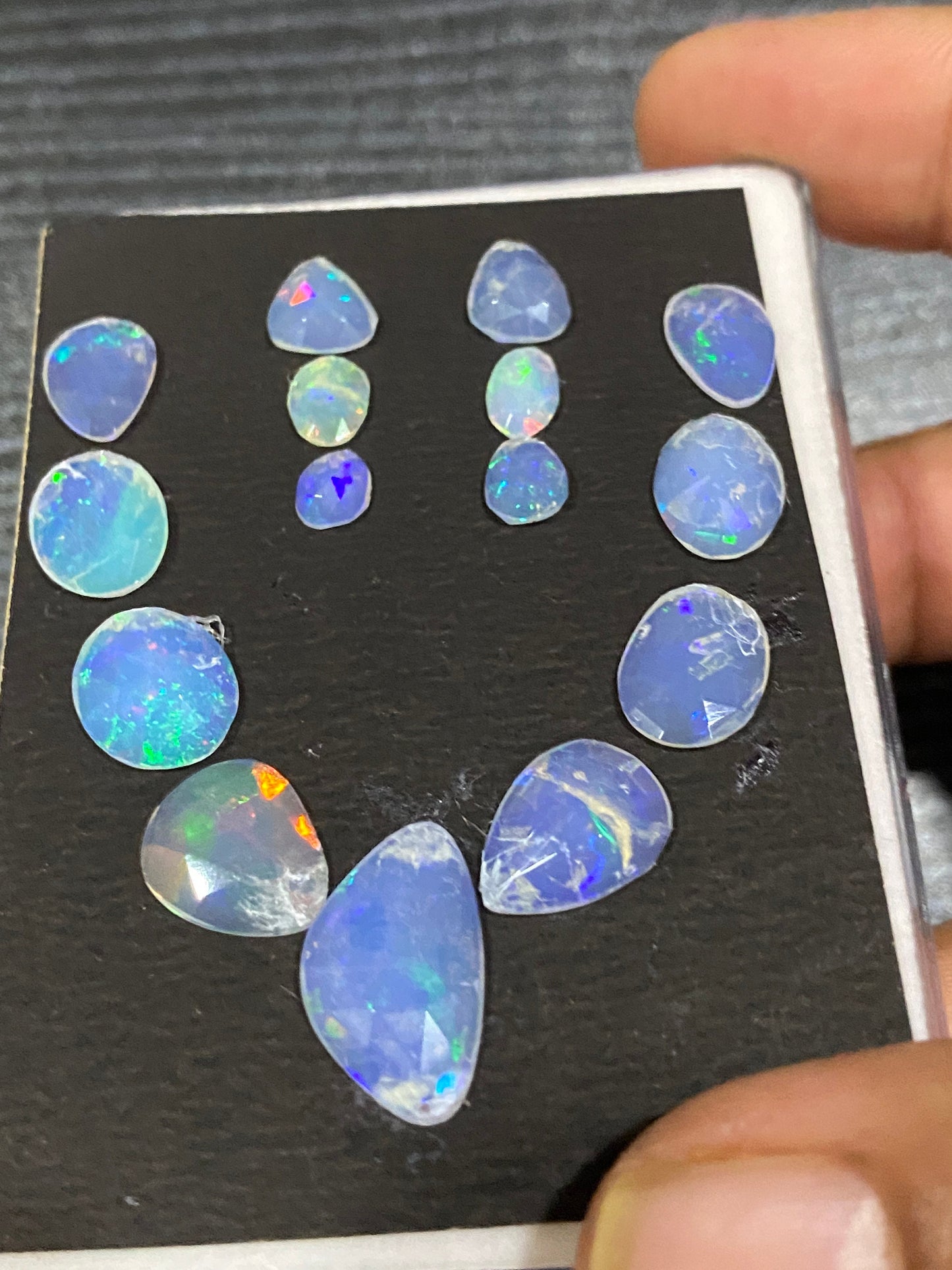 Mesmerising blue green Ethiopian opal rosecut necklace Welo opal rosecut aaa wt 15.5 cts pcs 15 size  fire natural opal rosecut